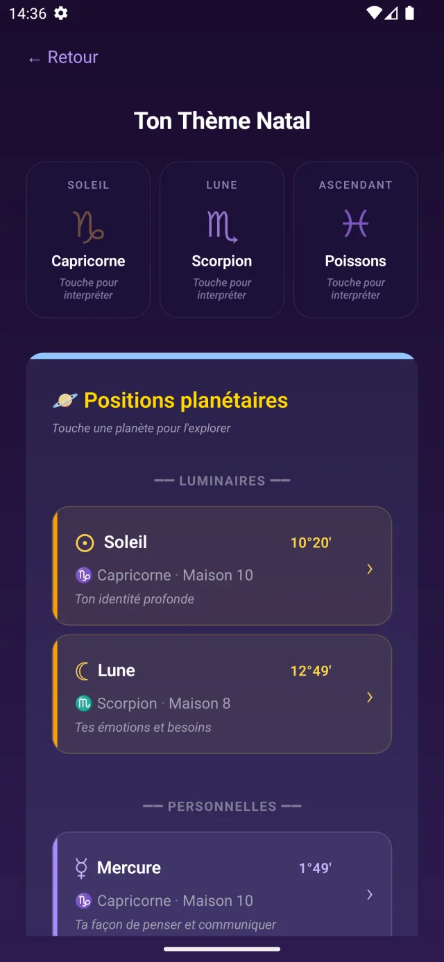 Lunation : thème natal